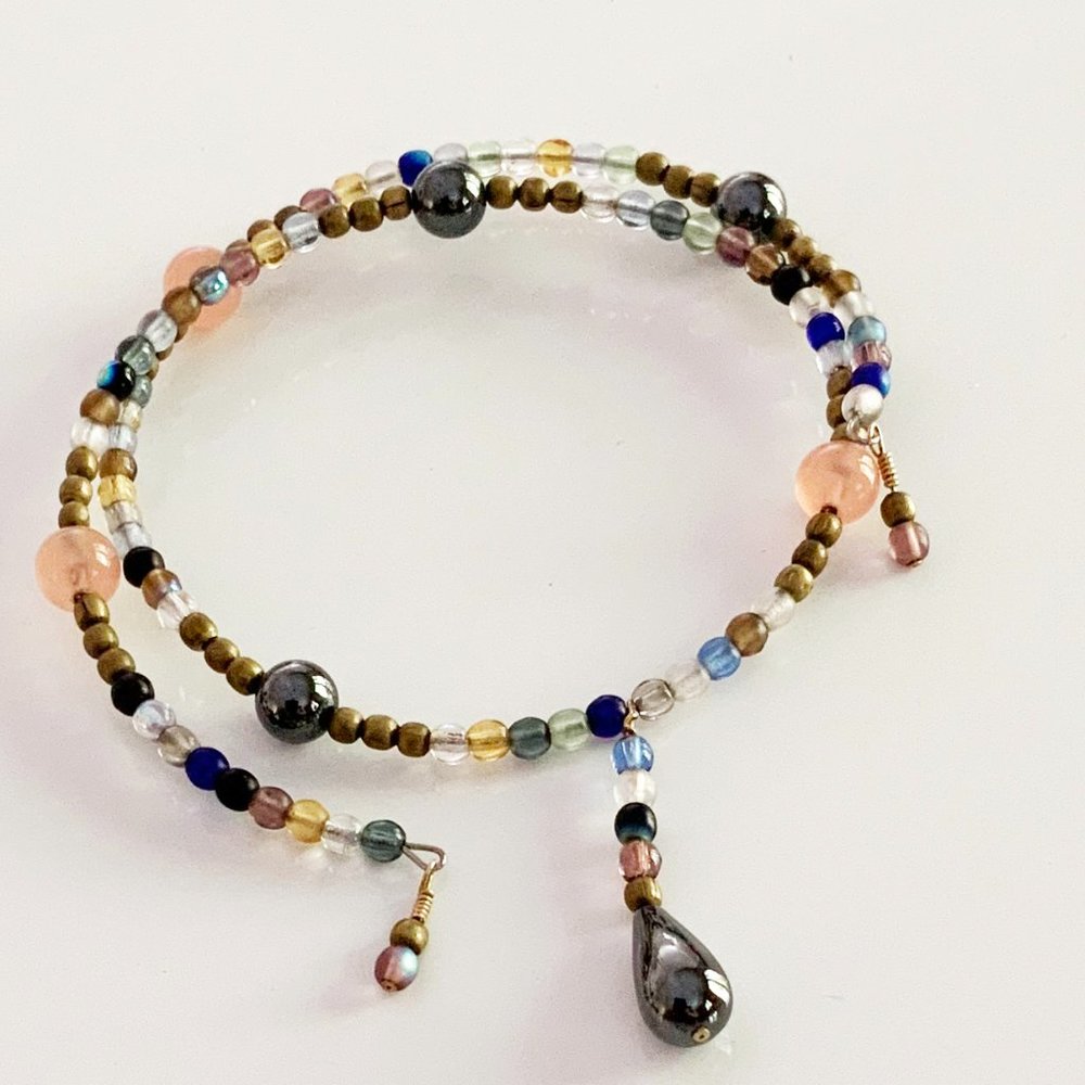 Boho Beaded Memory Wire Bangle Bracelet Bundle 4 Discount
